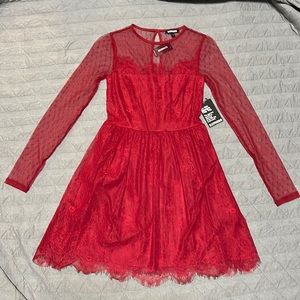 Express Red Lace long sleeve dress, NWT